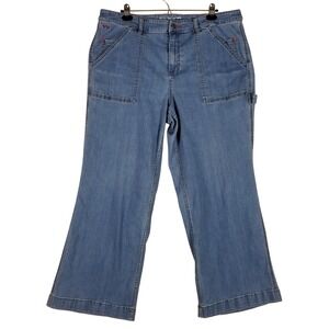 Peace Love World Carpenter Jeans Womens 20W Blue Wide Leg Utility Denim